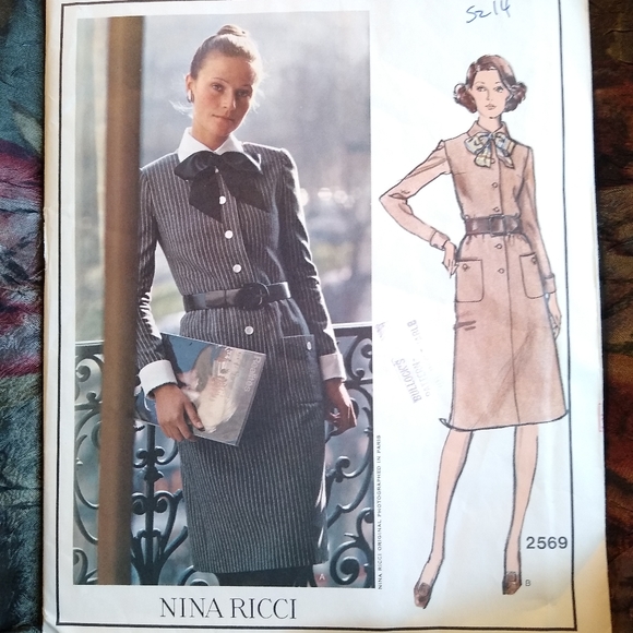 Vintage VOGUE Paris Original 2569 Nina Ricci Dress Pattern Size 14 Uncut - Picture 7 of 13
